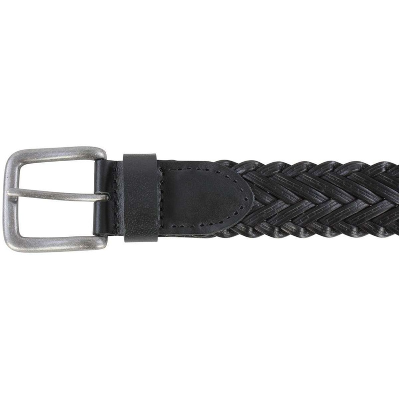 Dents Plaited Detail Leather Belt – Black