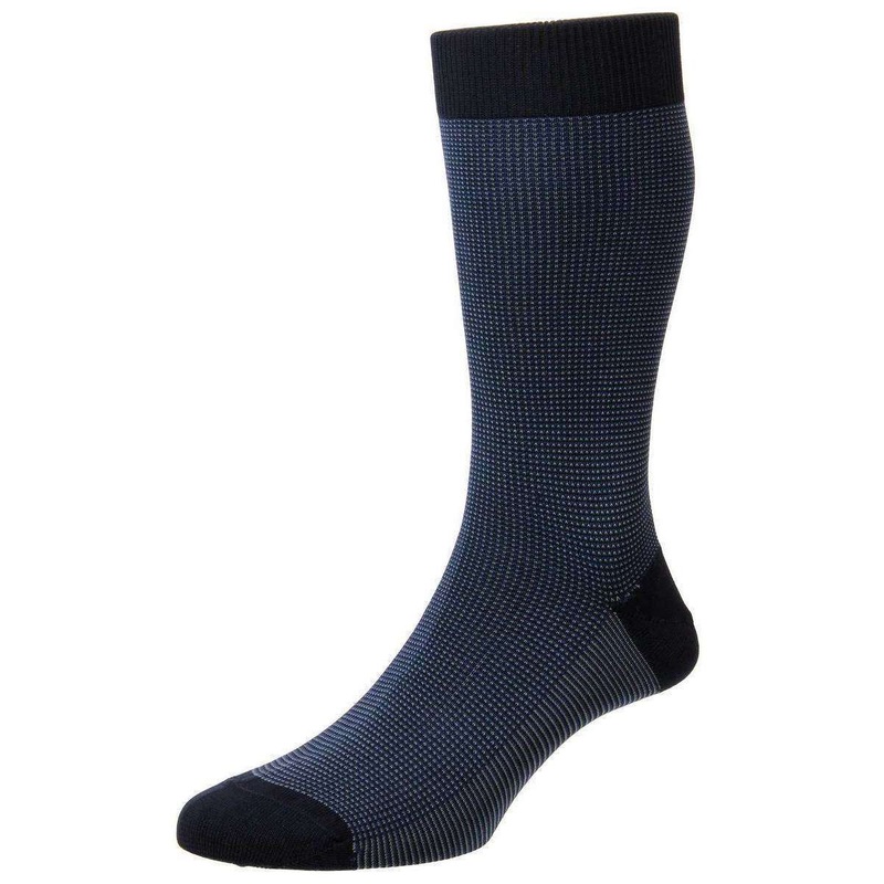 Pantherella Tewkesbury Birdseye Cotton Lisle Socks – Navy