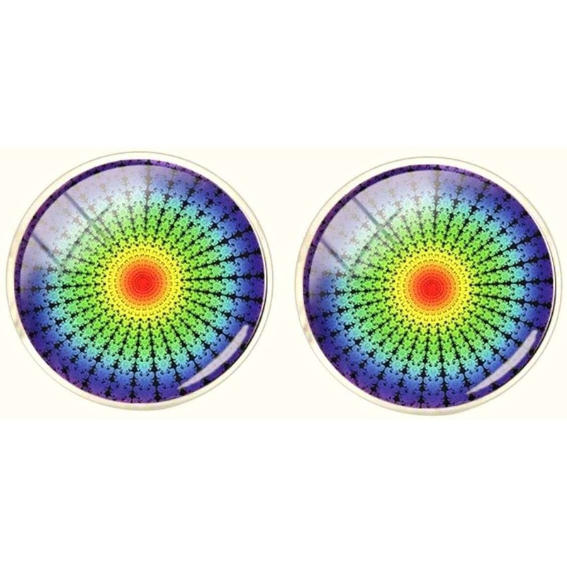 Bassin and Brown Kaleidoscope Spot Cufflinks – Green/Yellow/Blue