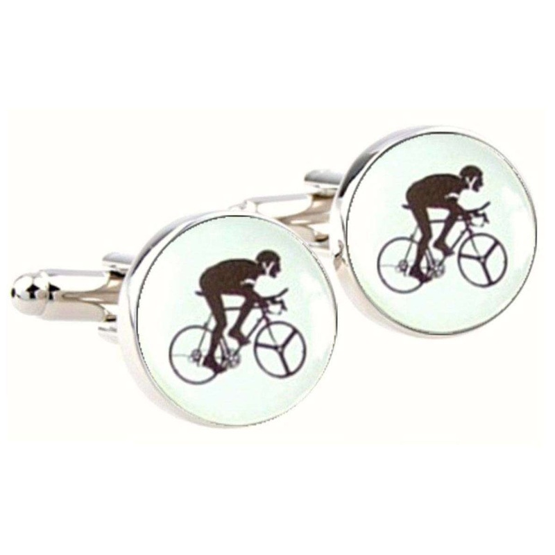 Bassin and Brown Round Cycling Cufflinks – White/Black