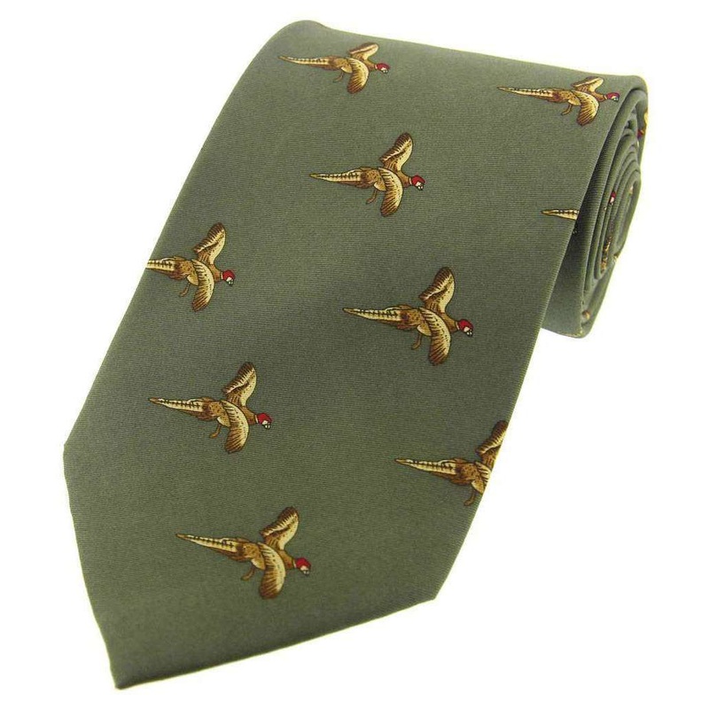David Van Hagen Flying Pheasant Country Silk Tie – Country Green