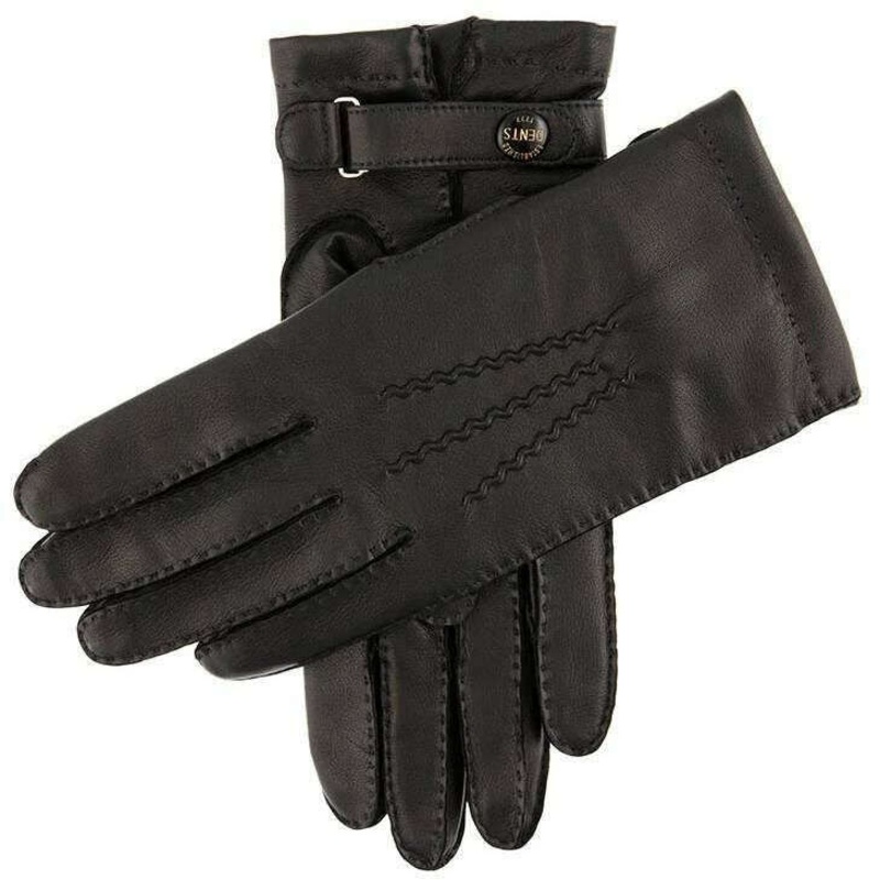 Dents Rushton Heritage Cashmere-Lined Leather Gloves – Black