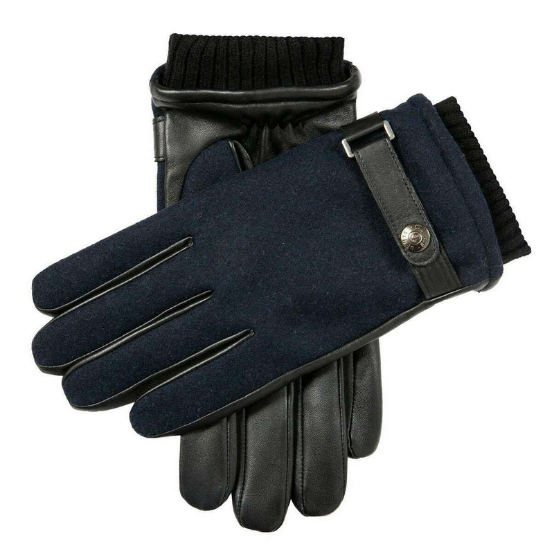 Dents Amesbury Touchscreen Flannel and Leather Gloves – Navy/Black