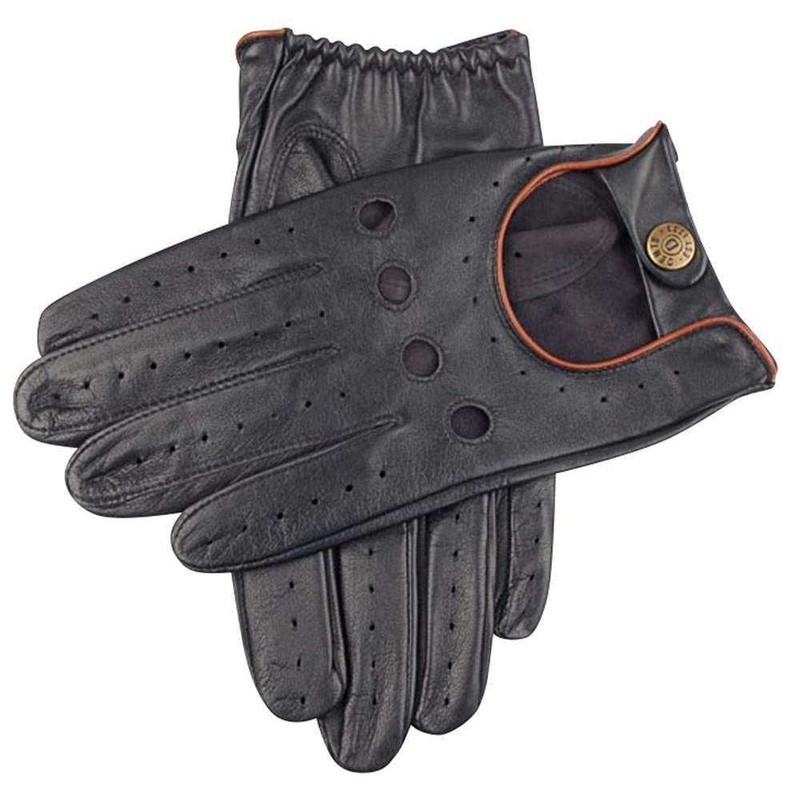 Dents Delta Hairsheep Leather Classic Driving Gloves – Navy/Tan