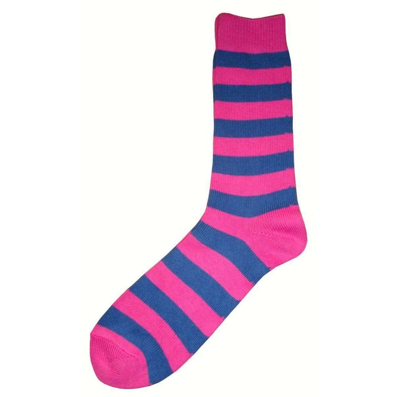 Bassin and Brown Striped Midcalf Socks – Pink/Blue