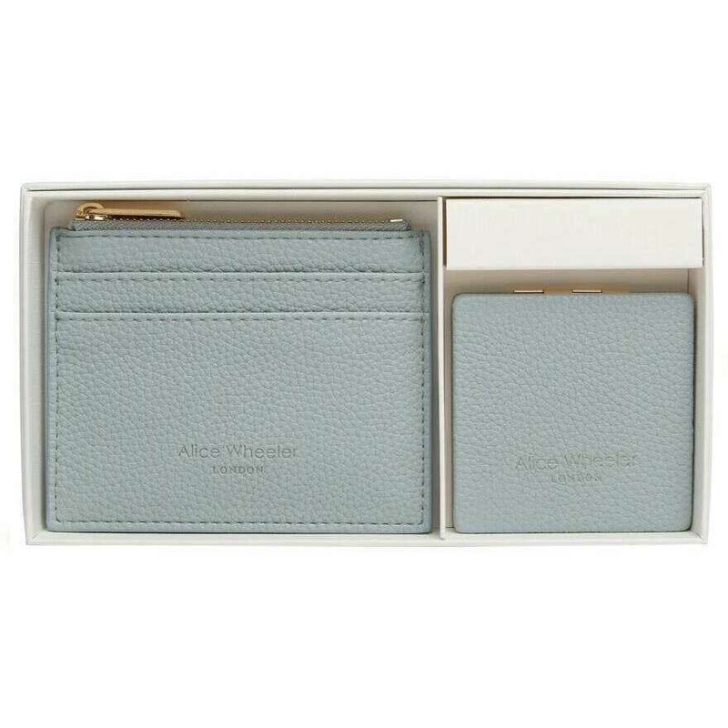 Alice Wheeler London Coin Purse and Mirror Compact Gift Set – Duck Egg Blue