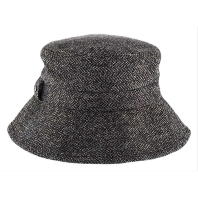 Dents Abraham Moon Herringbone Bucket Hat – Charcoal