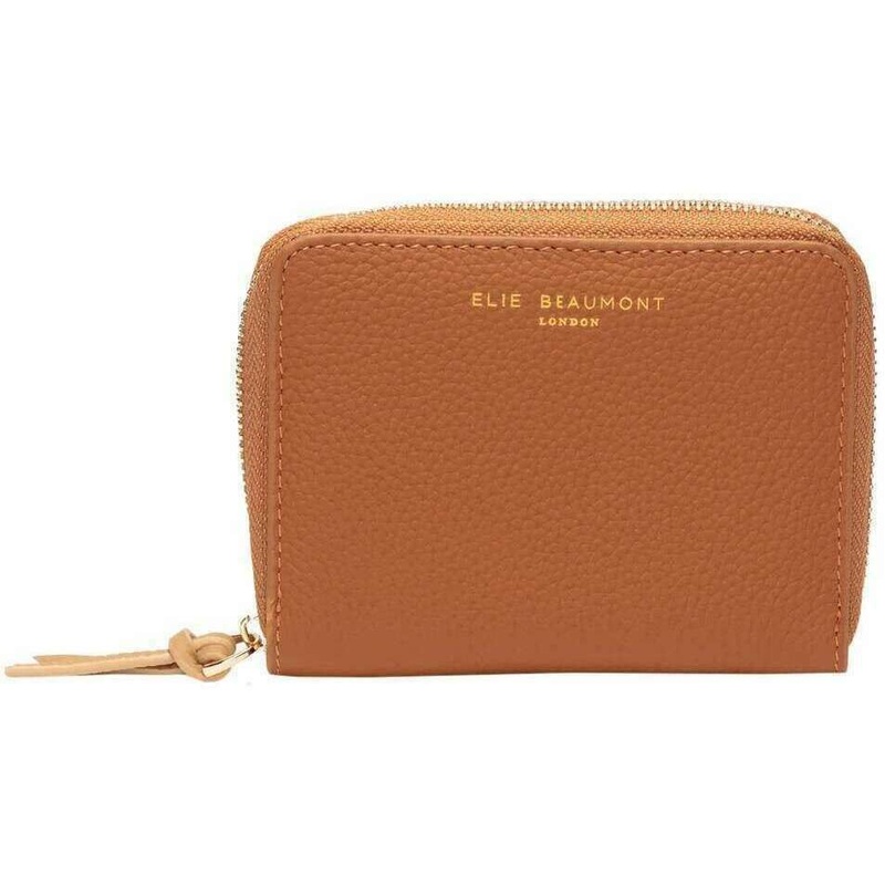 Elie Beaumont Zipper Purse – Tan Brown/Coffee Beige