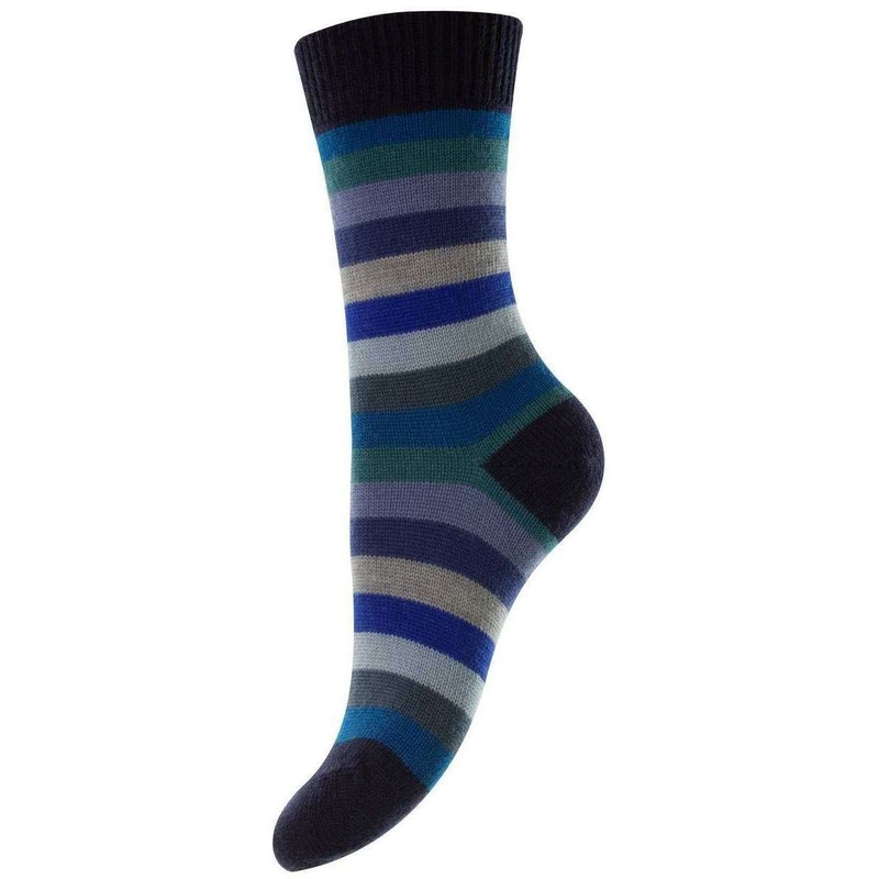 Pantherella Suzannah Multi Stripe Merino Wool Socks – Navy/Blue