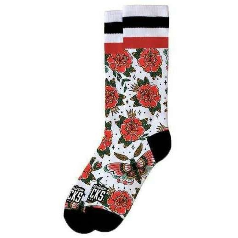 American Socks Moth Mid High Socks – White