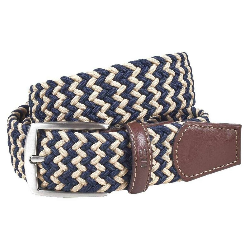 Miguel Bellido Elastic Woven Belt – Navy Blue/Beige
