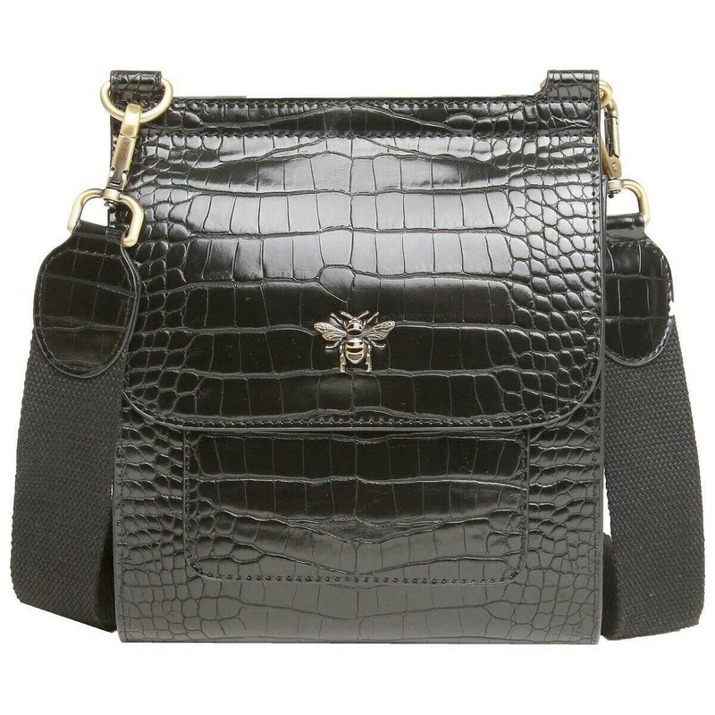 Alice Wheeler London Bloomsbury Cross Body Bag – Black Croc