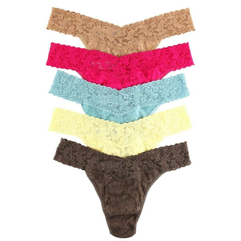 Hanky Panky Signature Lace 5 Pack Low Rise Thong – Pink/Blue/Brown