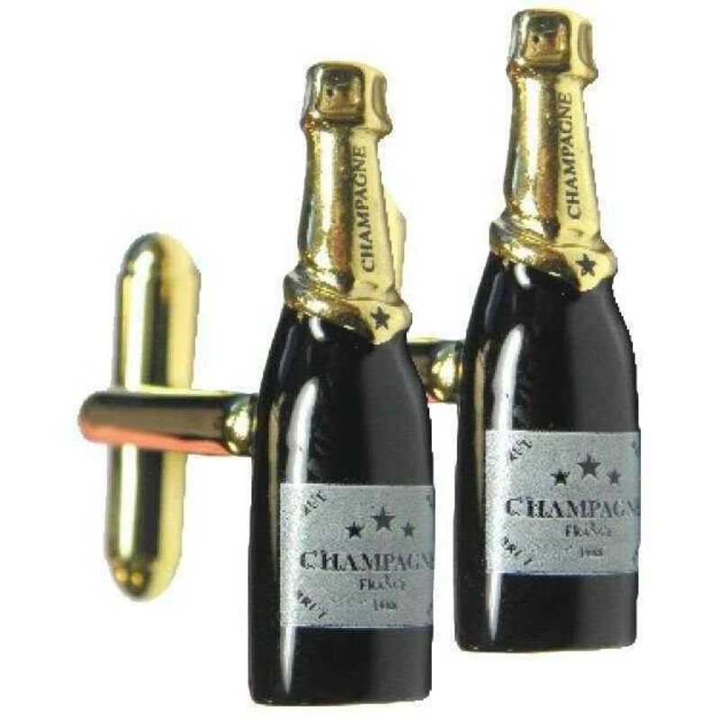 Sophos Champagne Bottle Novelty Cufflinks – Bronze/Black