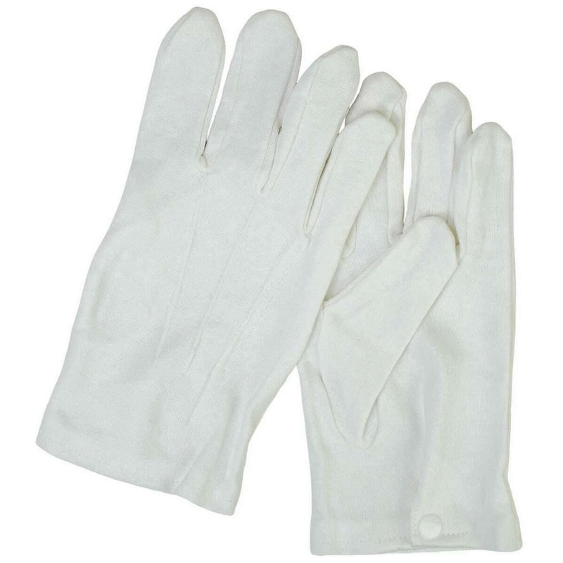 Sophos Press Stud Fasten Cotton Gloves – White