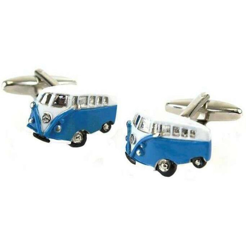 Sophos Swinging 60s Camper Van Novelty Cufflinks – Blue/White