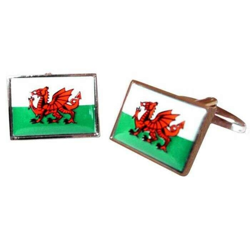 Sophos Welsh Dragon Cufflinks – White/Green/Red