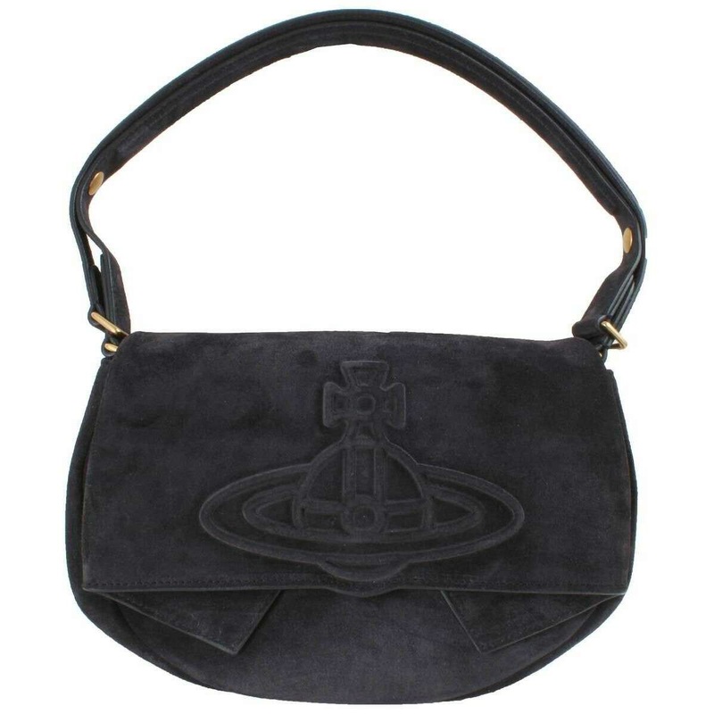 Vivienne Westwood Sadie Suede Leather Shoulder Bag – Black
