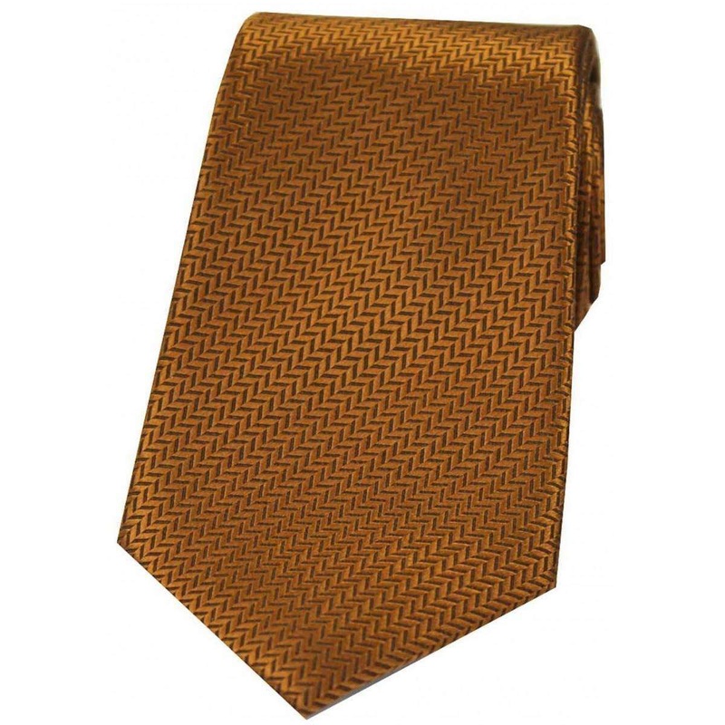 David Van Hagen Herringbone Silk Tie – Copper