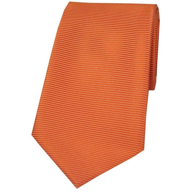David Van Hagen Horizontal Ribbed Polyester Tie – Orange