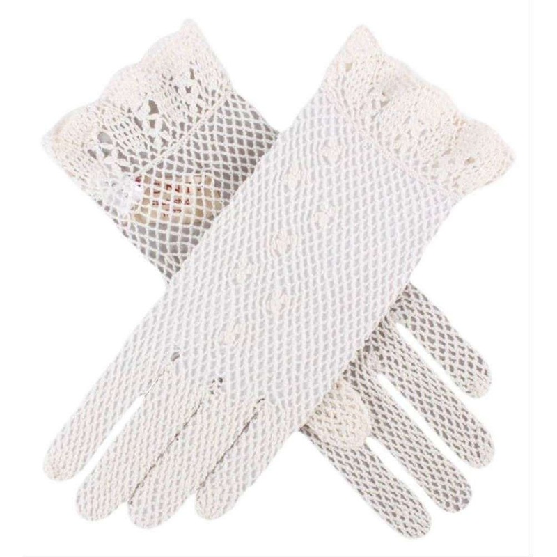 Dents Cotton Crochet Gloves – Ecru Cream