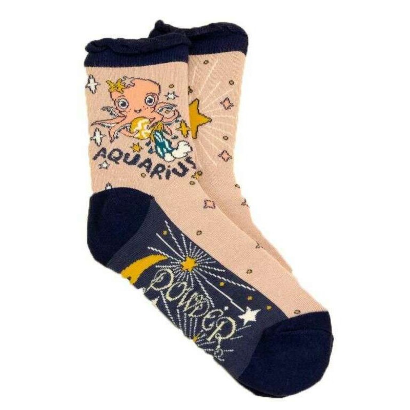 Powder Aquarius Ankle Socks – Stone Beige/Blue