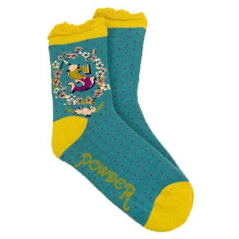 Powder Letter S Ankle Socks – Blue