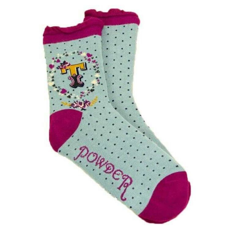 Powder Letter T Ankle Socks – Ice Blue