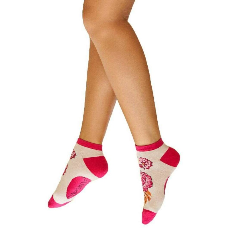 Powder Paisley Floral Trainer Socks – Cream