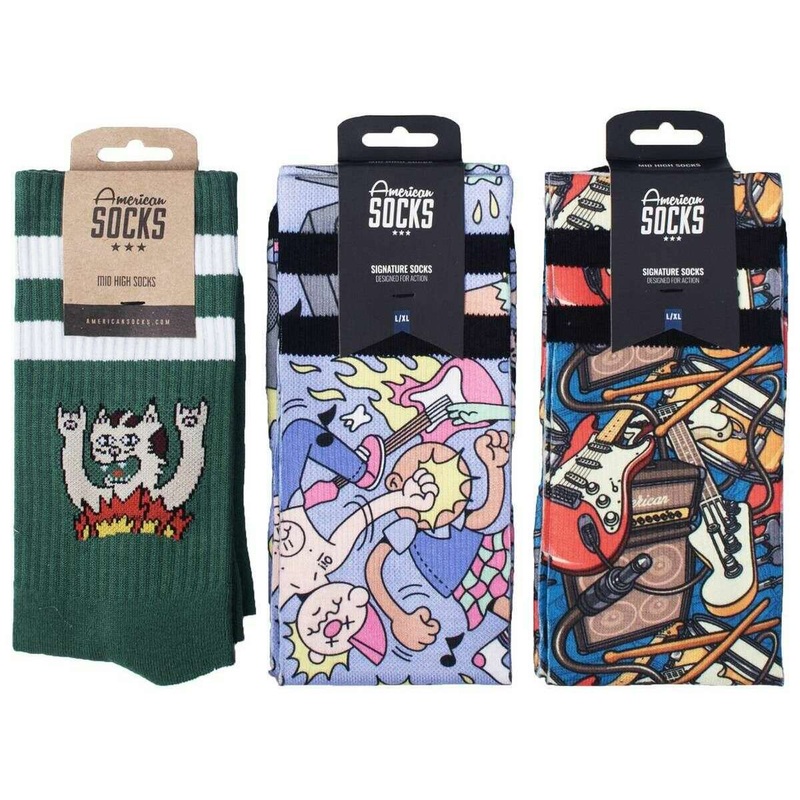 American Socks AMP Gift Box Socks – Green/Purple/Blue