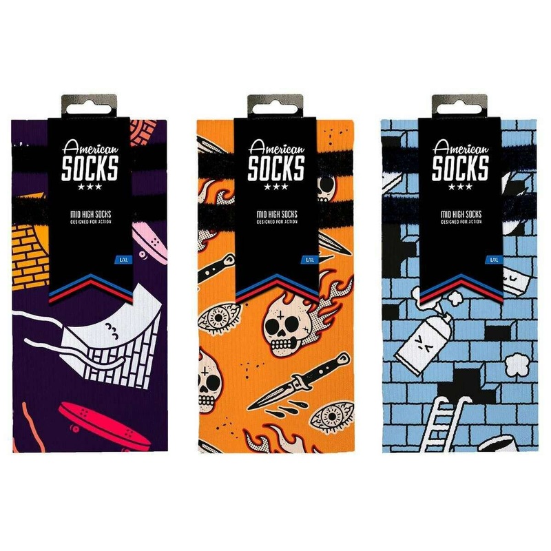 American Socks Skateboard Gift Box Socks – Purple/Orange/Blue