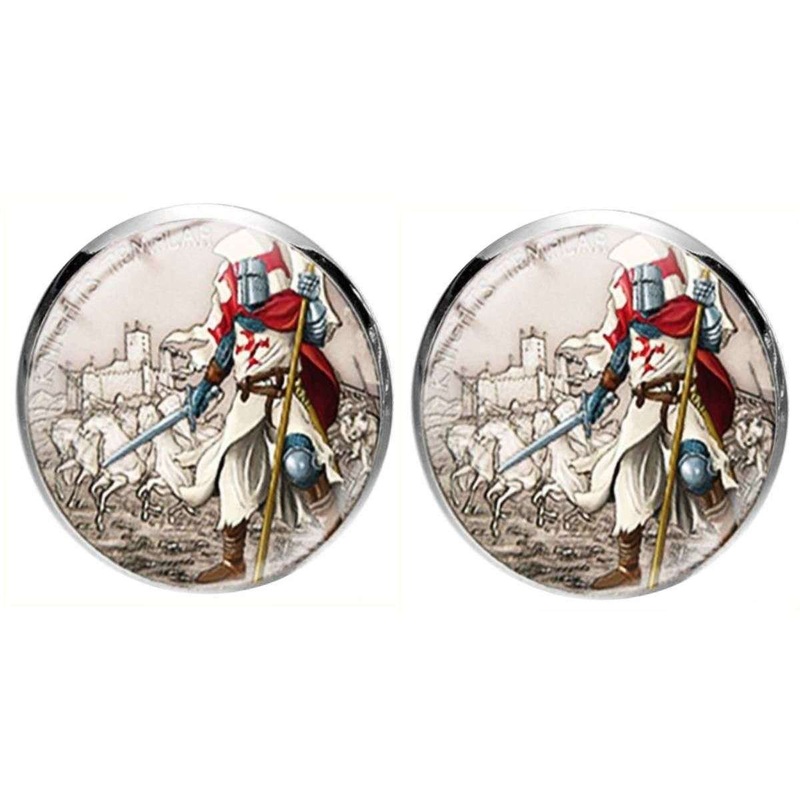 Bassin and Brown Knights Templar Cufflinks – Grey/Blue/Red