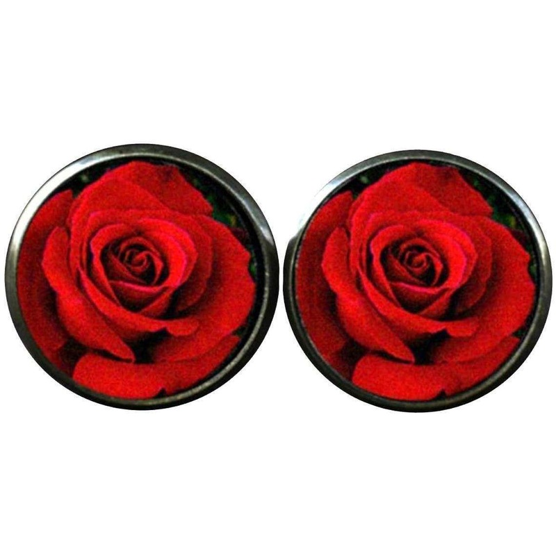 Bassin and Brown Rose Cufflinks – Red