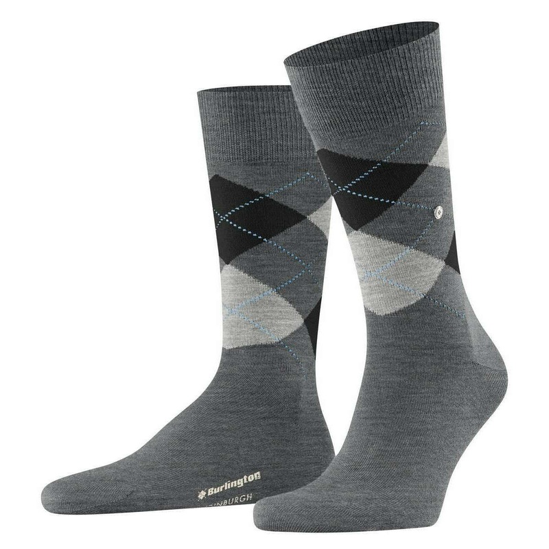 Burlington Edinburgh Socks – Asphalt Mel Grey