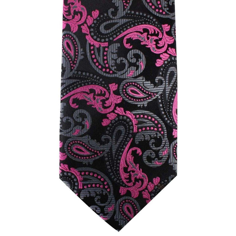 David Van Hagen Paisley Tie – Black/Pink