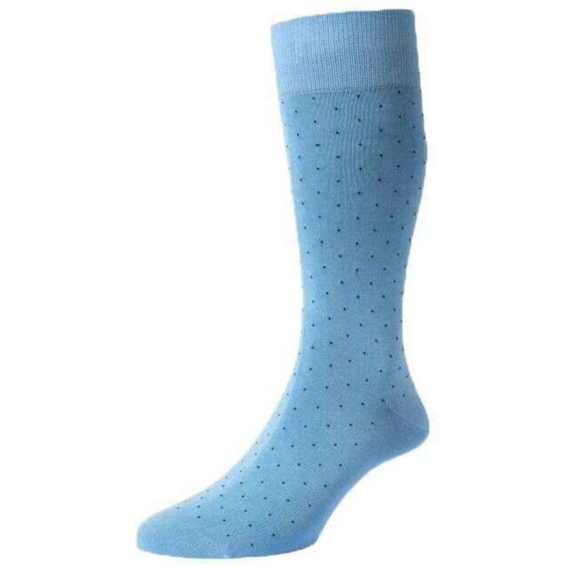 Pantherella Gadsbury Pin Dot Cotton Lisle Socks – Sea Blue
