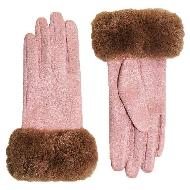 Powder Bettina Gloves – Petal Pink/Teddy Brown