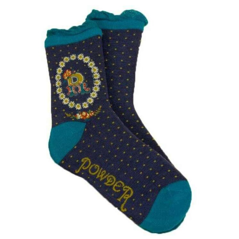 Powder Letter R Ankle Socks – Blue