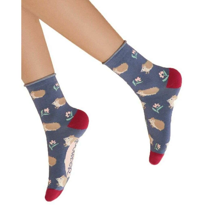 Powder Snuffling Hedgehogs Ankle Socks – Navy