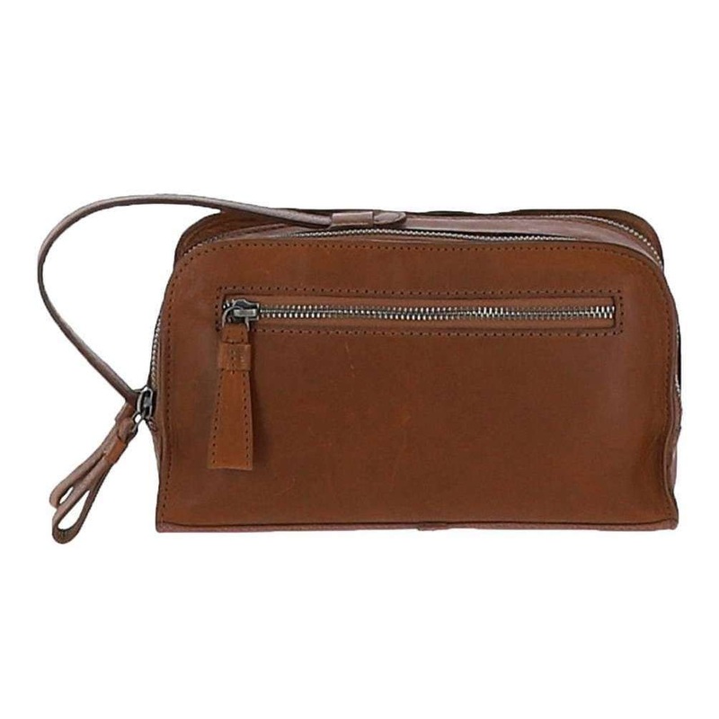 Ashwood Leather Windmere Double Zip Wash Bag – Tan