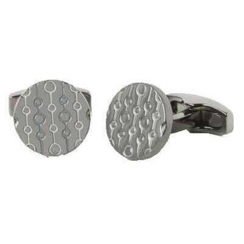 Simon Carter 70s Enamel Chain Gunmetal Cufflinks – Blue/Grey