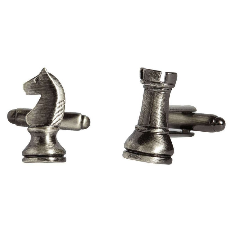 Simon Carter Chess Pieces Cufflinks – Grey