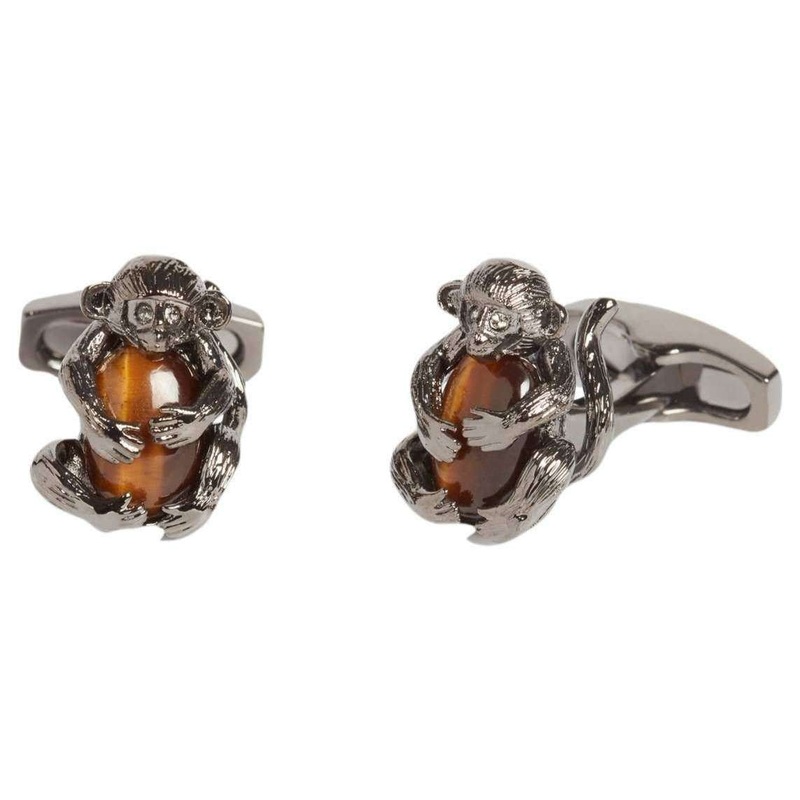 Simon Carter Darwin Cheeky Monkey Cufflinks – Brown