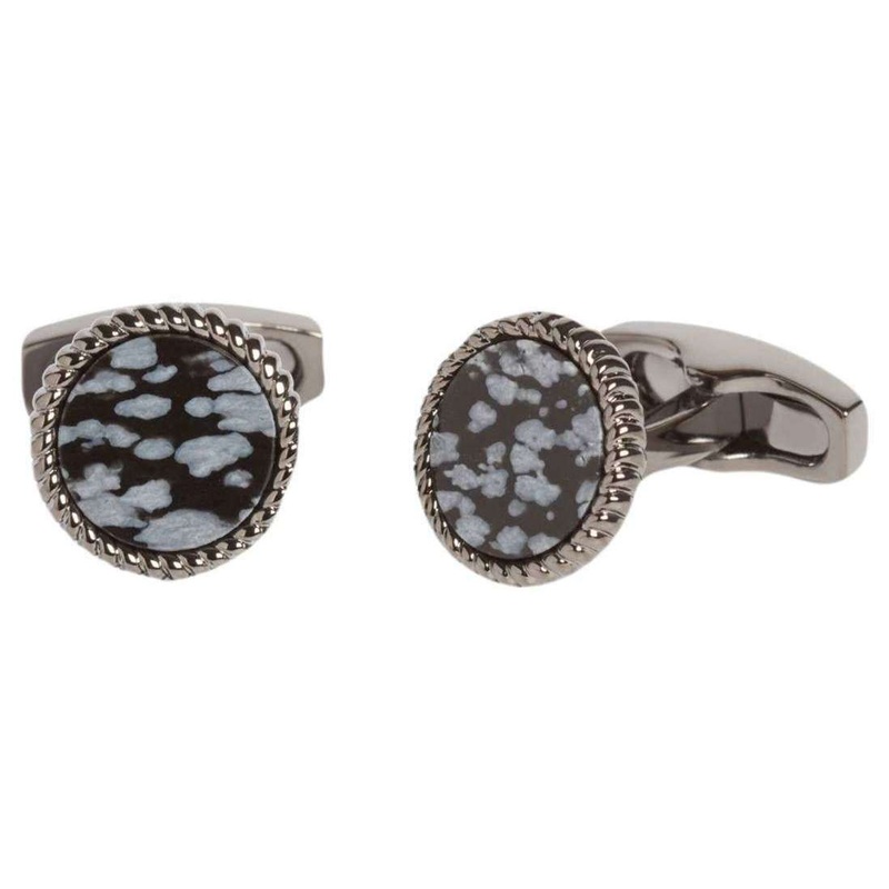Simon Carter Snowflake Obsidian Rope Edge Cufflinks – Black/Blue
