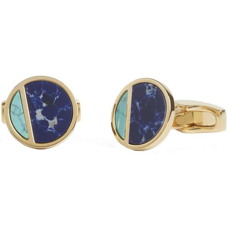 Simon Carter Sodalite and Howlite Eclipse Cufflinks – Gold/Blue