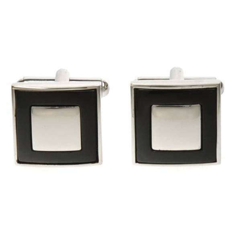 Simon Carter Square Moat Onyx Cufflinks – Black