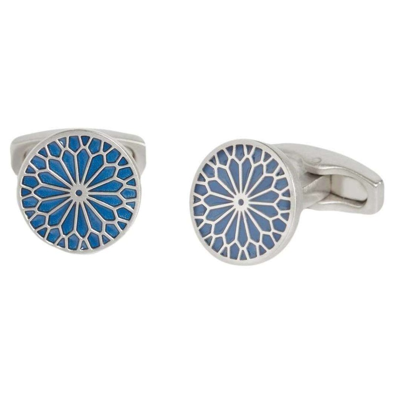 Simon Carter Stained Glass Enamel Flower Cufflinks – Navy