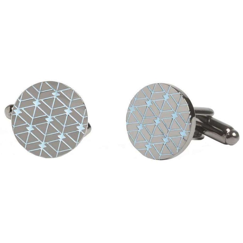 Simon Carter West End Fractal Cufflinks – Grey/Pale Blue