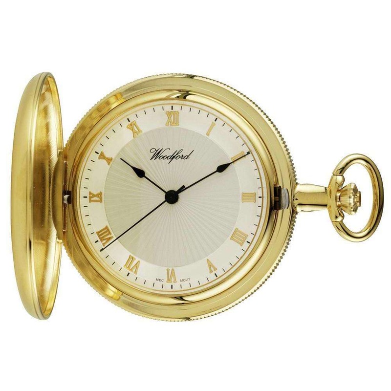 Woodford Gold Plated Polished Full Hunter Quartz Pocket Watch – Gold