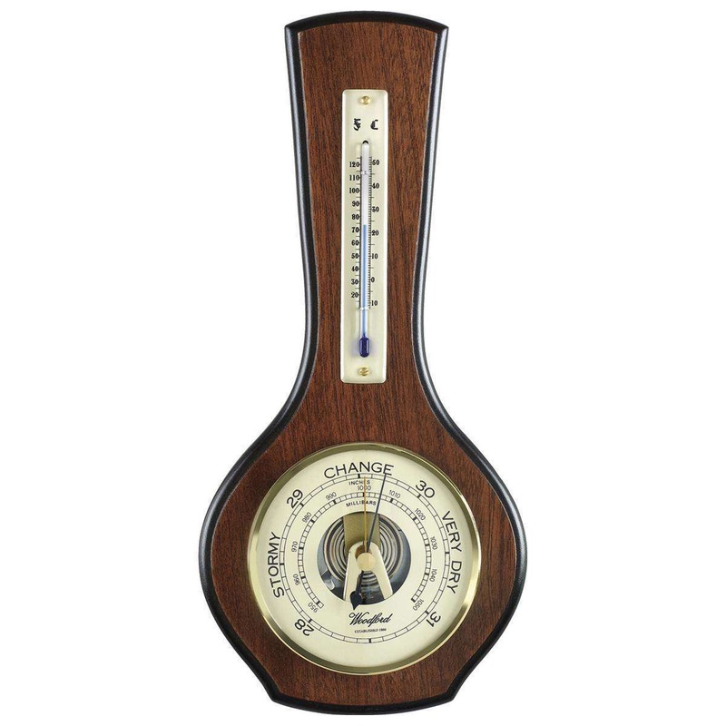 Woodford Veneered Barometer and Thermometer – Brown/Bronze
